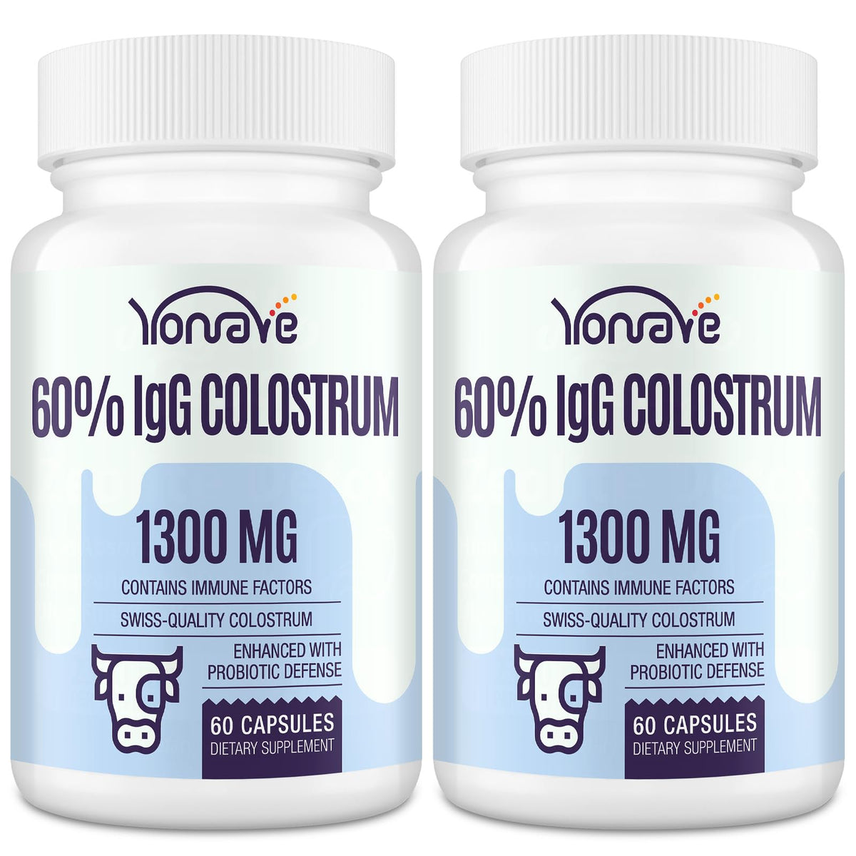 Yonrave Colostrum Capsules 1300MG front view with packaging