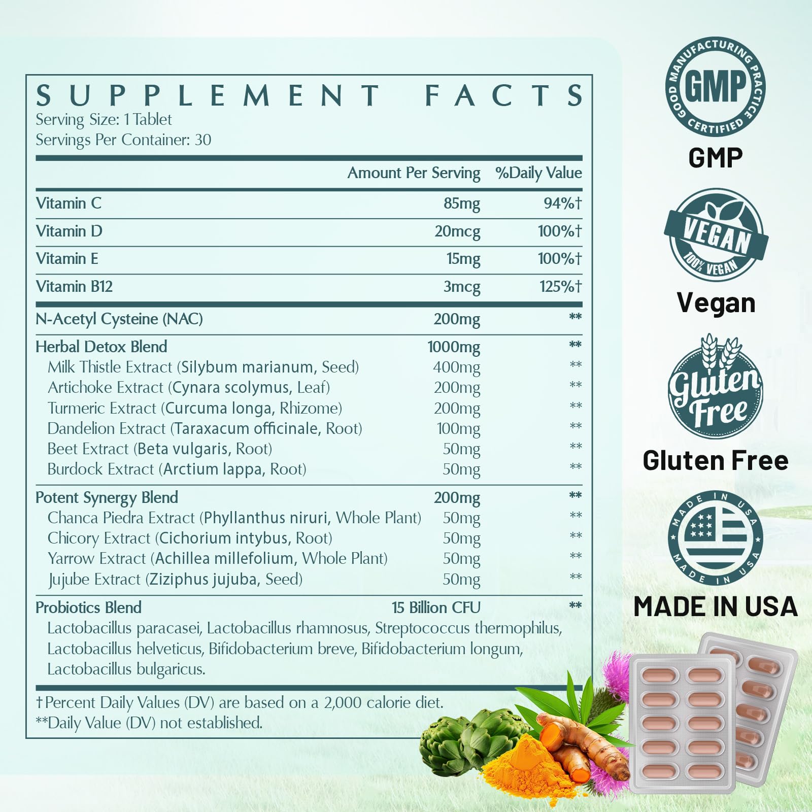 Yonrave Milk Thistle Supplement 1500mg with probiotics overview