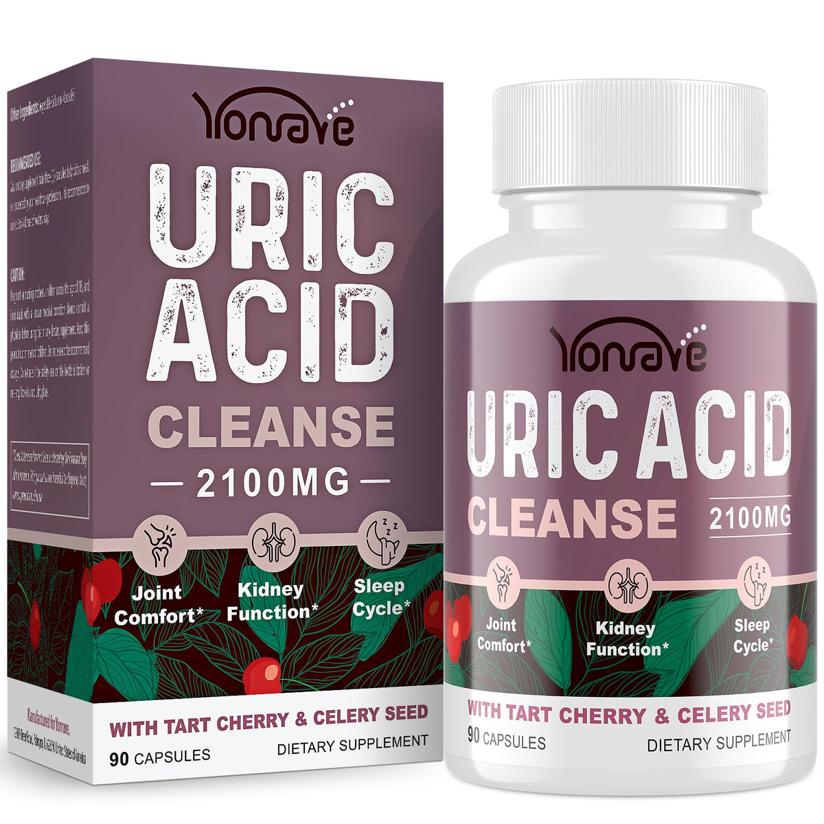 Yonrave Uric Acid Capsules bottle front view with 90 capsules