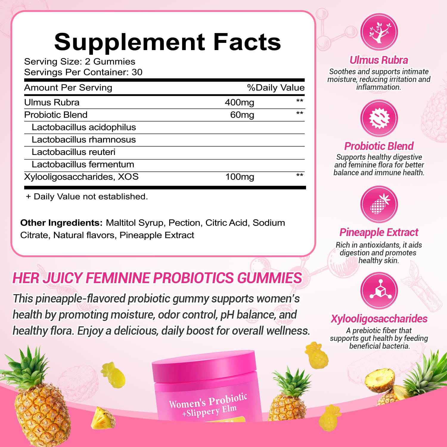 Yooloks Women's Probiotic Gummies packaging side view