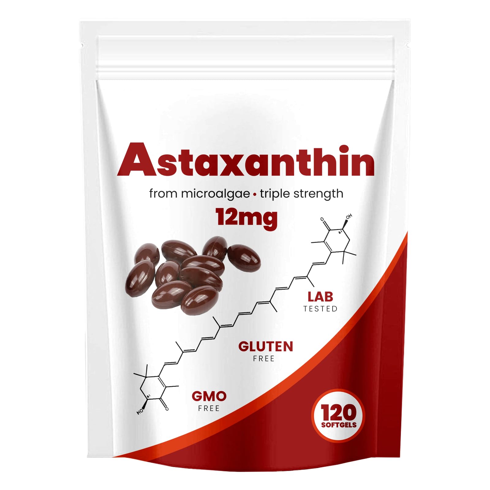 Yoqpoe Astaxanthin 12mg softgel supplement front view