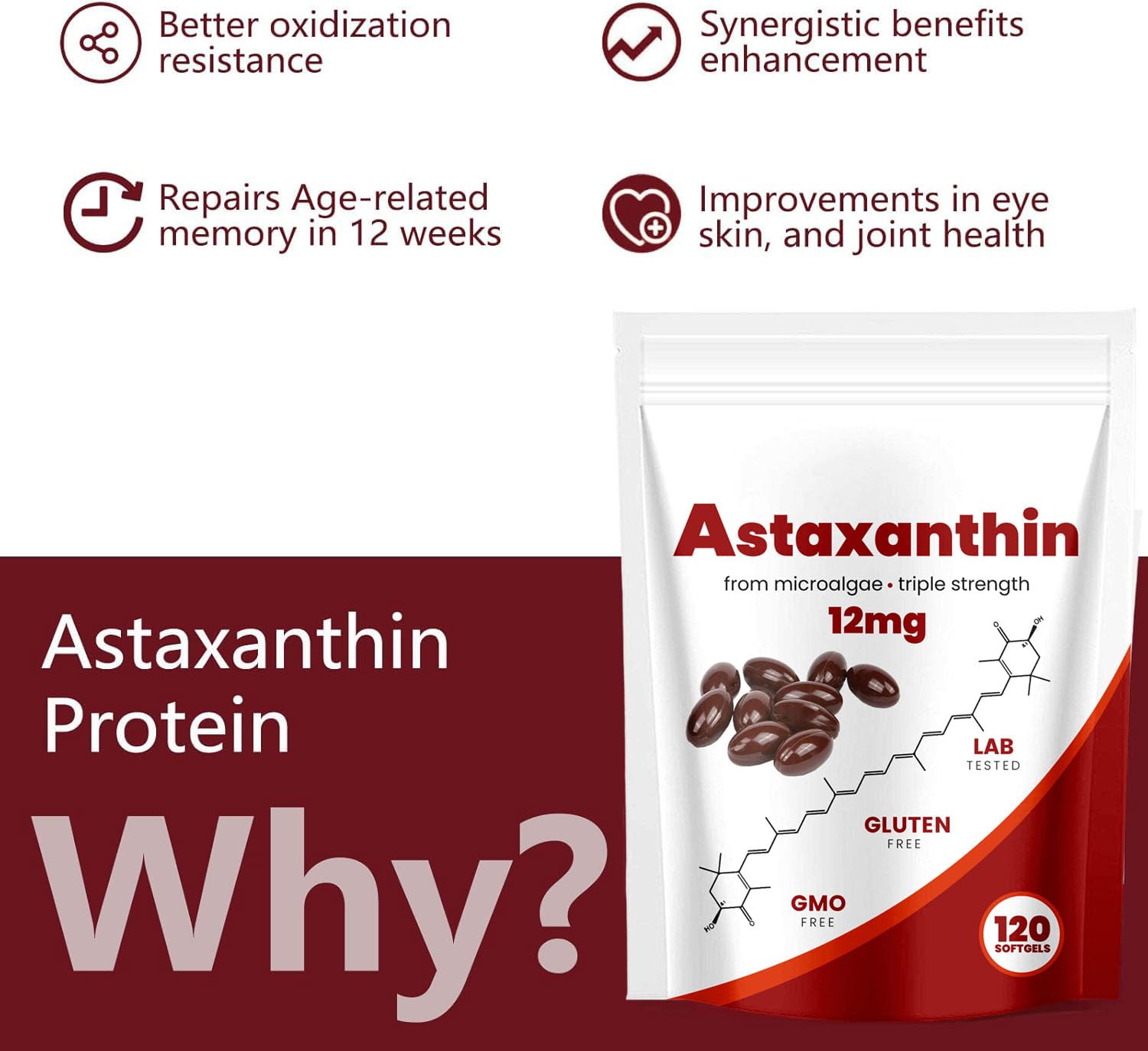 Yoqpoe Astaxanthin 12mg supplement back view