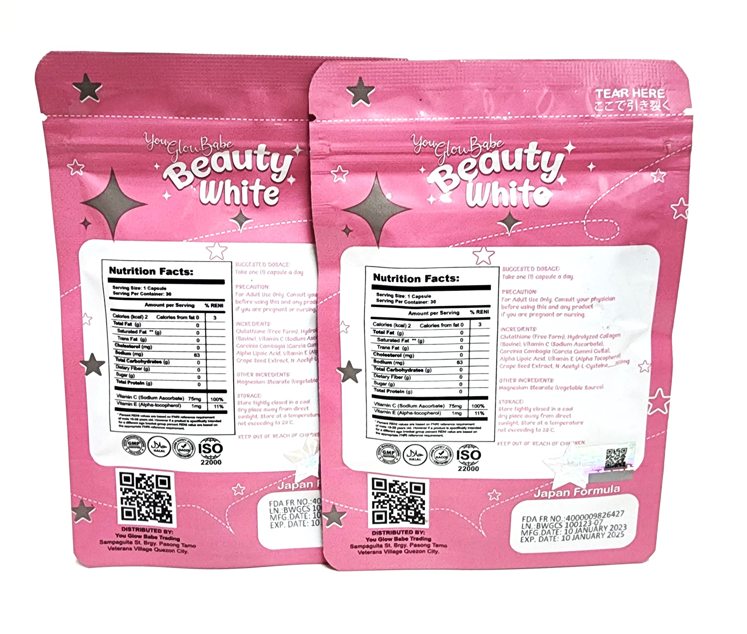 You Glow Babe Collagen Supplement side view showing ingredients