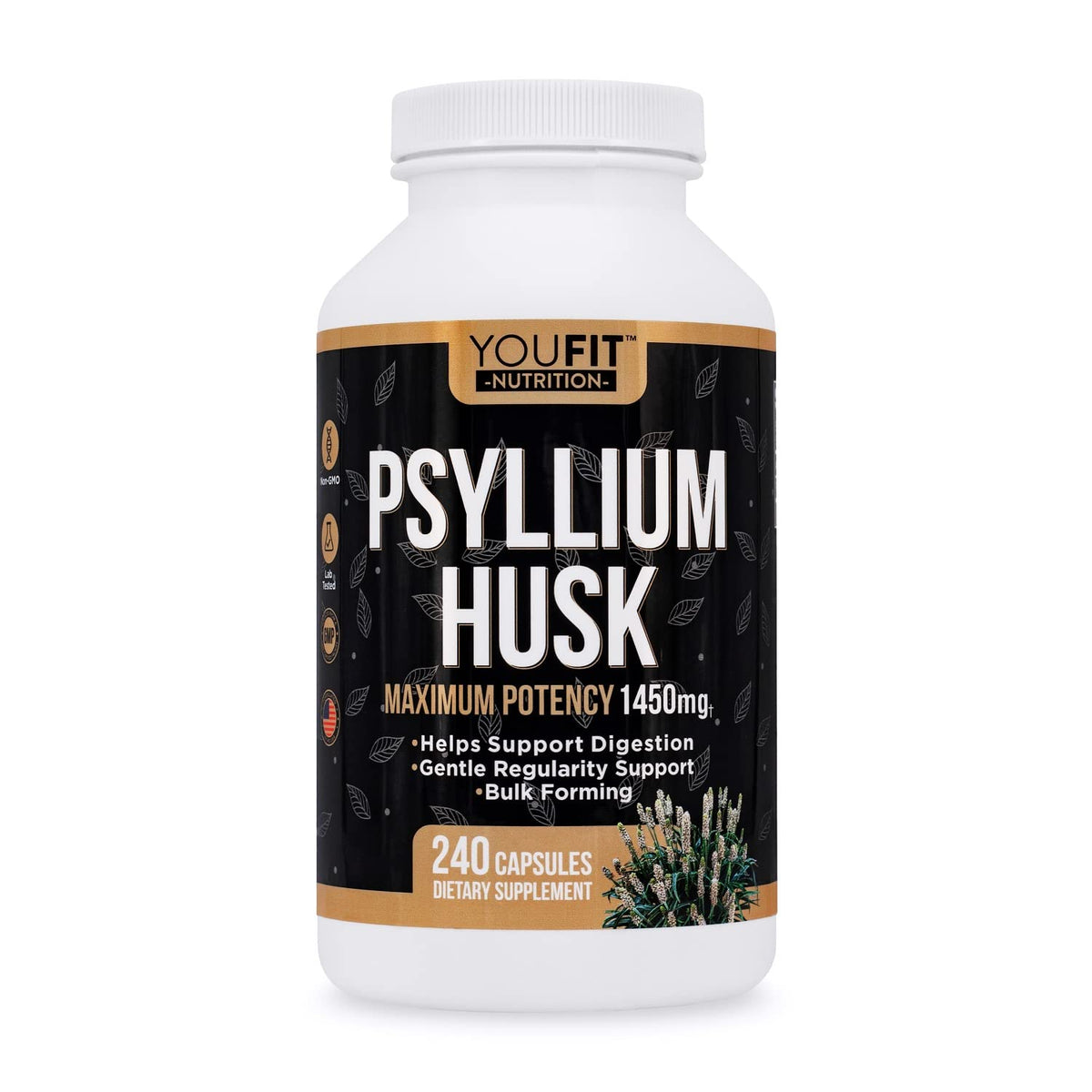 YouFit Nutrition Psyllium Husk Capsules 280g front view
