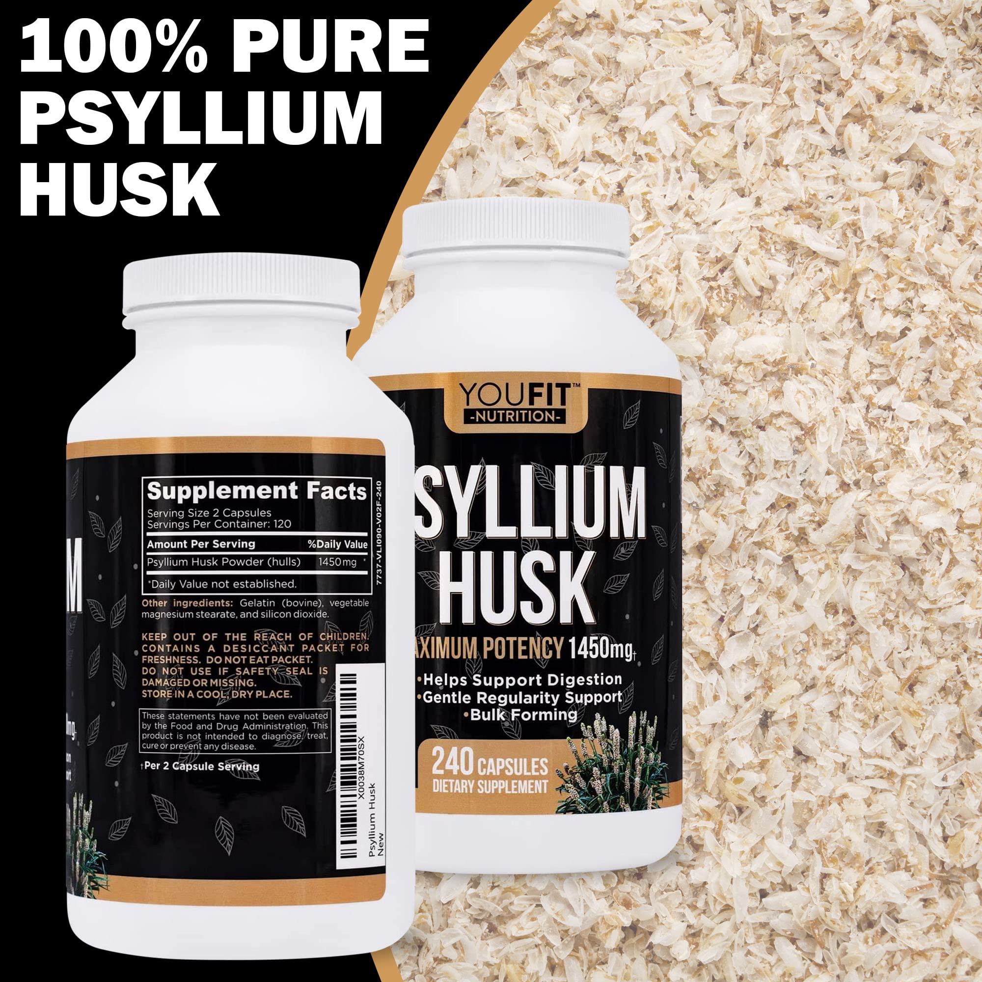 YouFit Nutrition Psyllium Husk Capsules 280g nutritional information