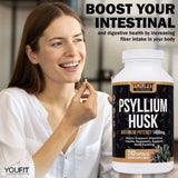 YouFit Nutrition Psyllium Husk Capsules 280g on a wooden table