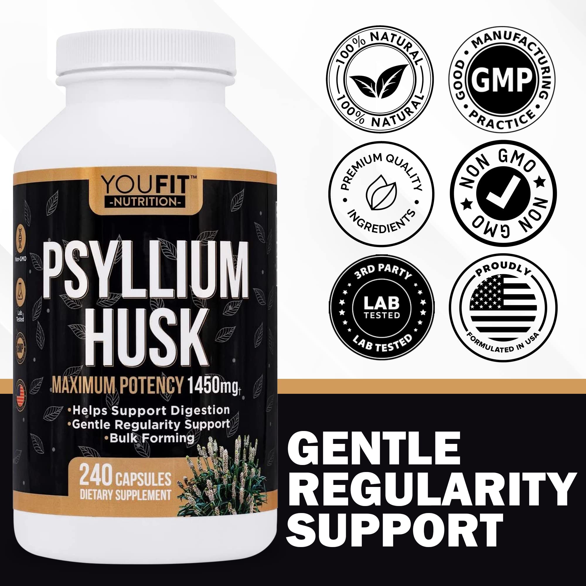 YouFit Nutrition Psyllium Husk Capsules 280g packaging