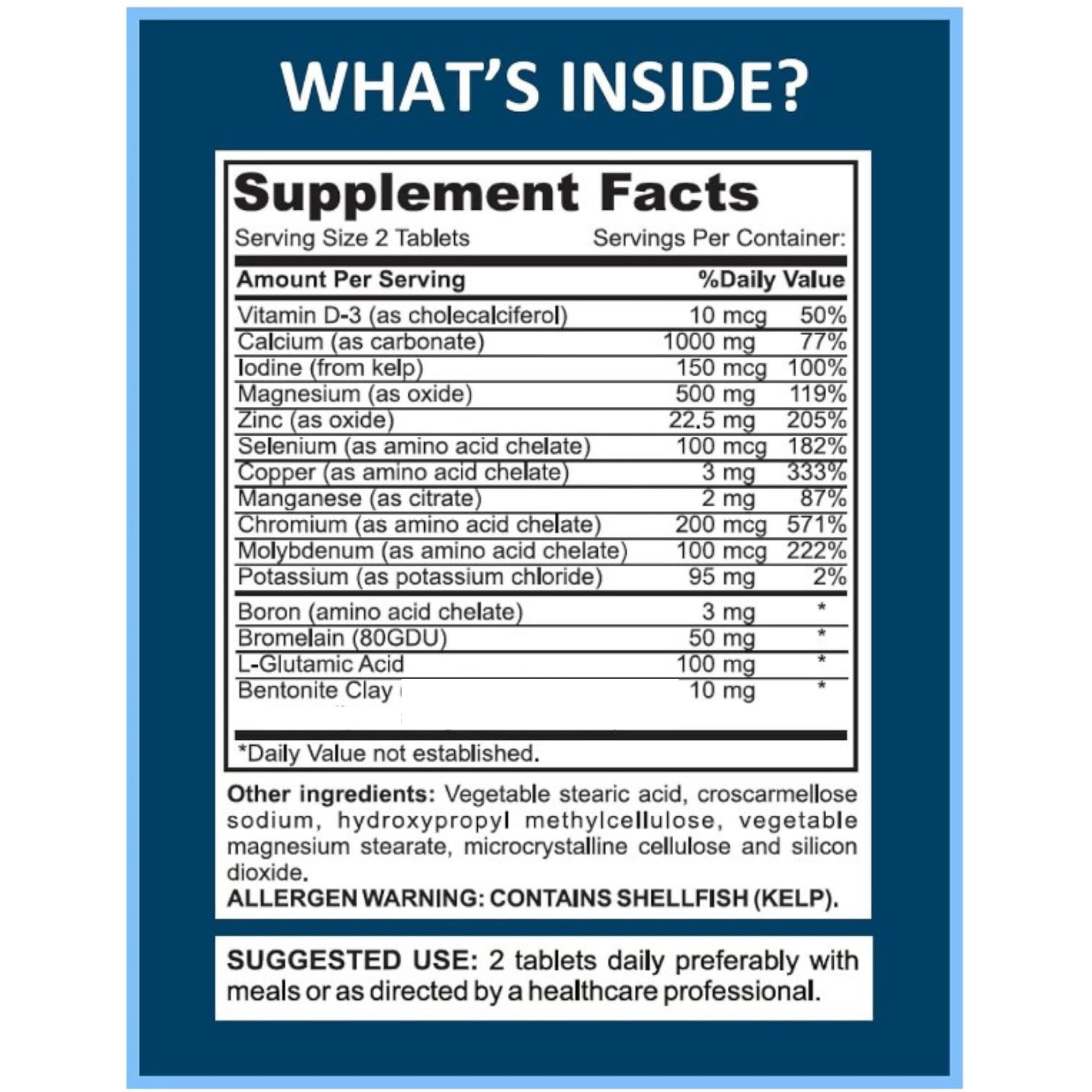 YouFit Nutrition Trace Minerals Supplement back view with ingredient list
