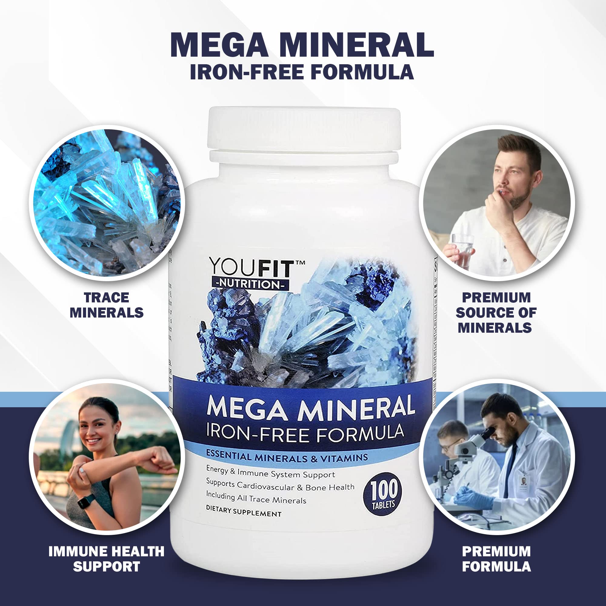 YouFit Nutrition Trace Minerals Supplement side view showing capsule size