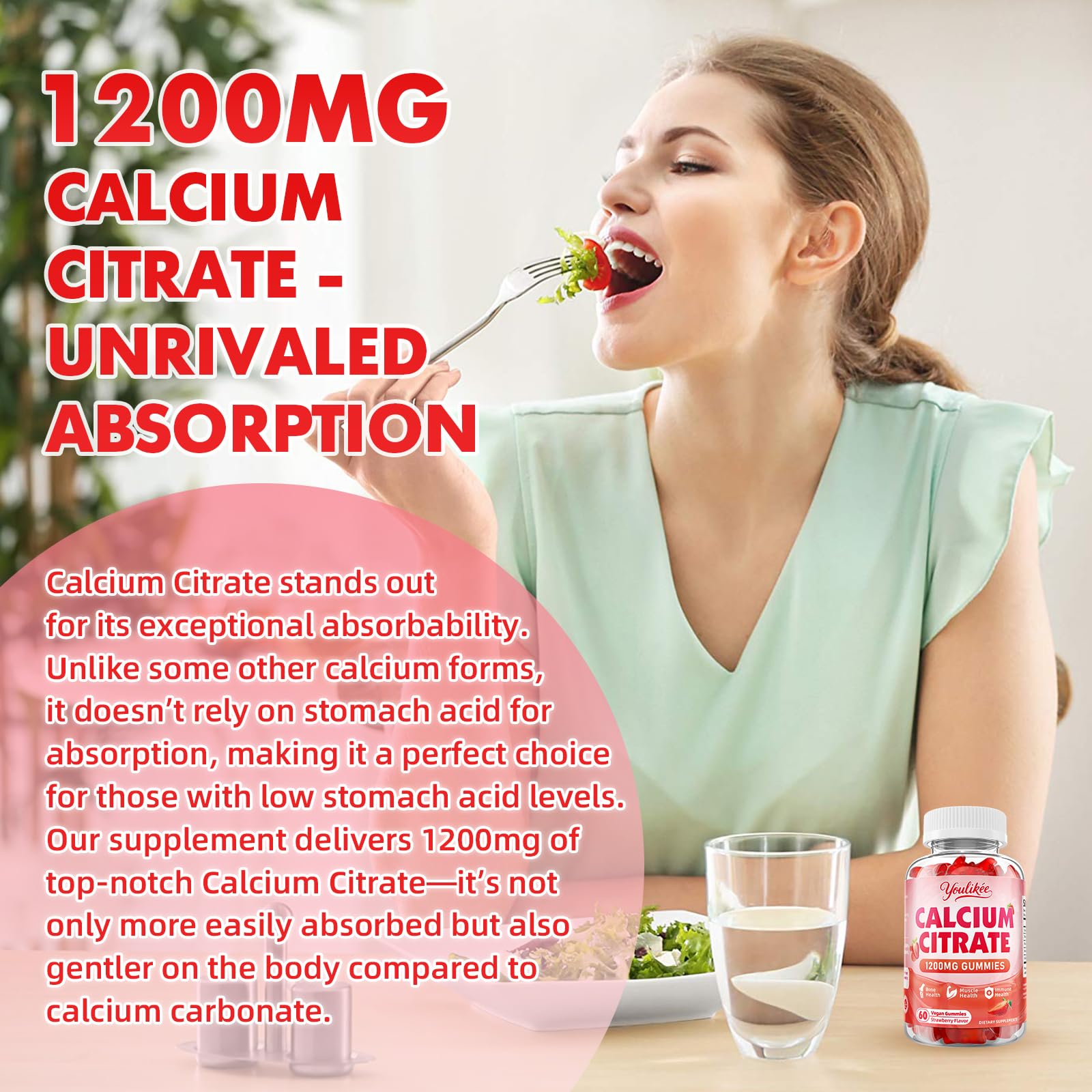 Youlikee Calcium Citrate Gummies 1200mg nutritional information