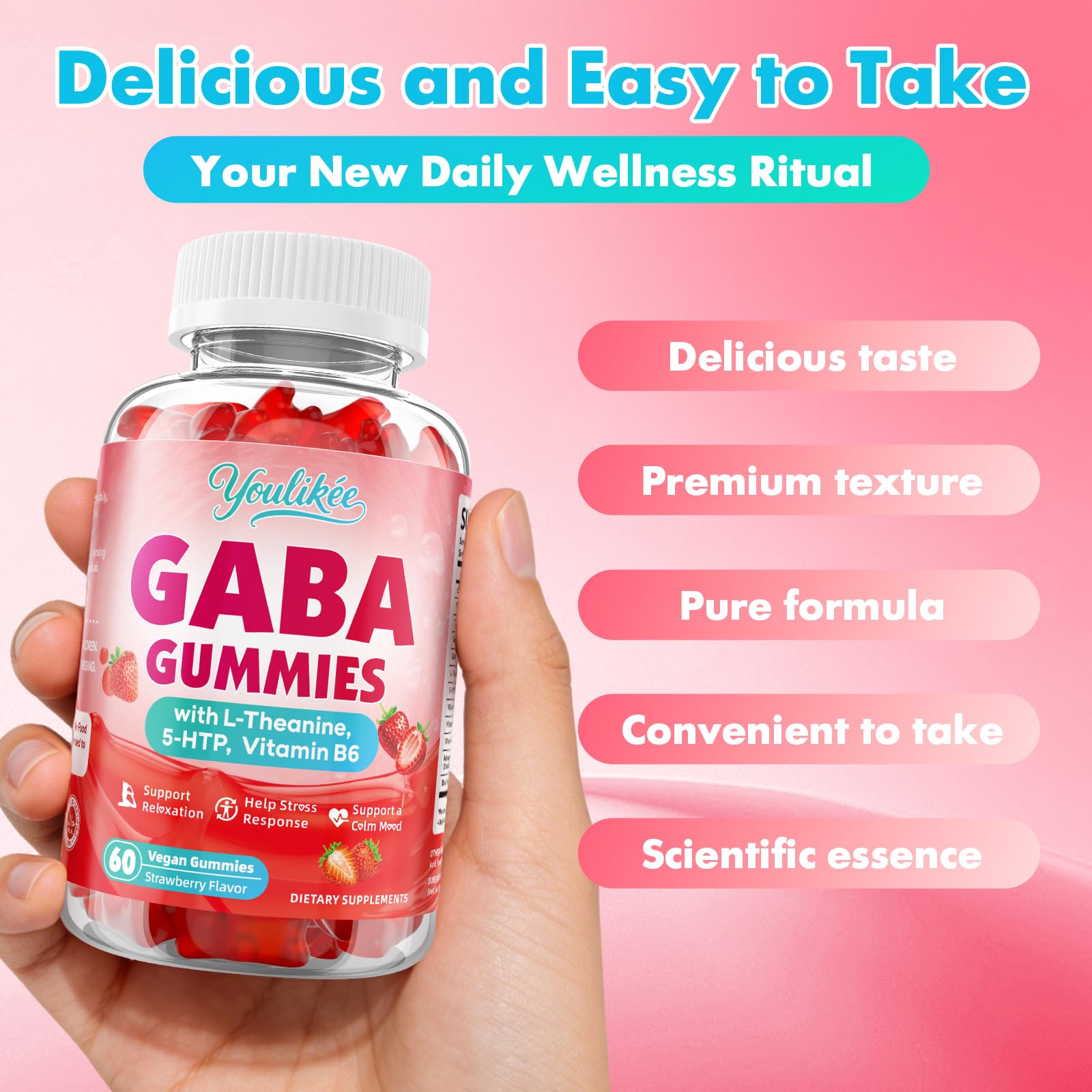 Youlikee GABA Gummies gummies displayed in a bowl