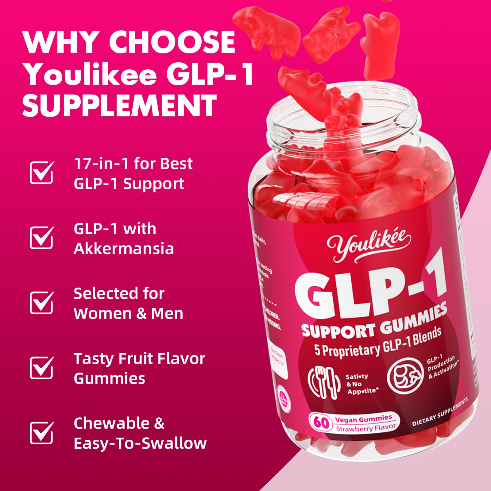 Youlikee GLP-1 Gummies bottle side view