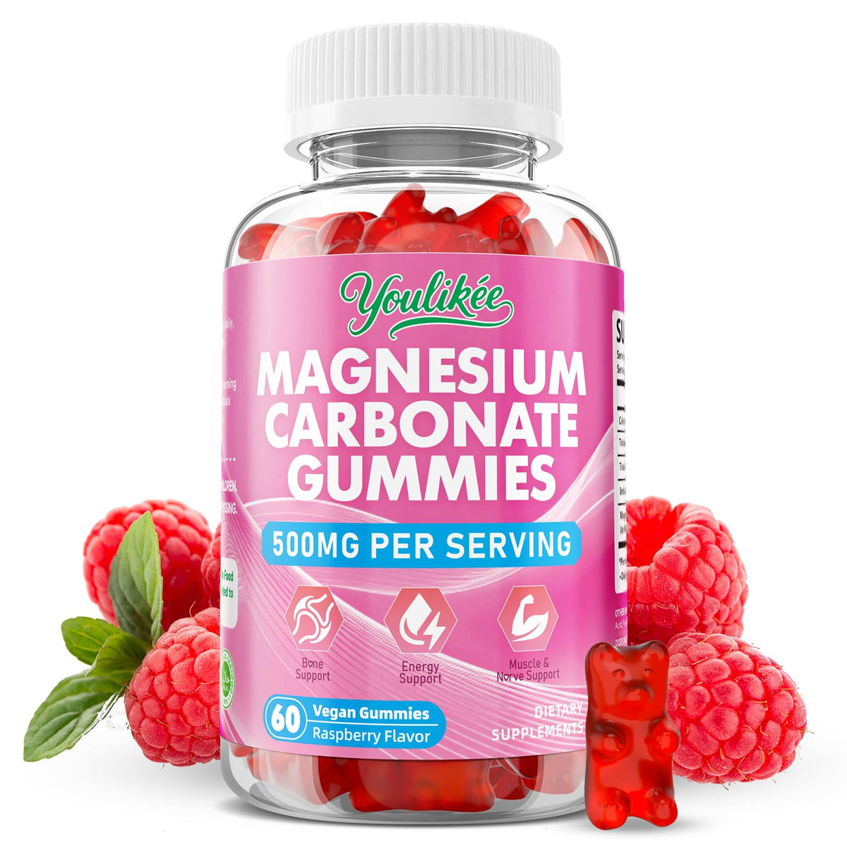 Youlikee Magnesium Carbonate Gummies 500mg front view