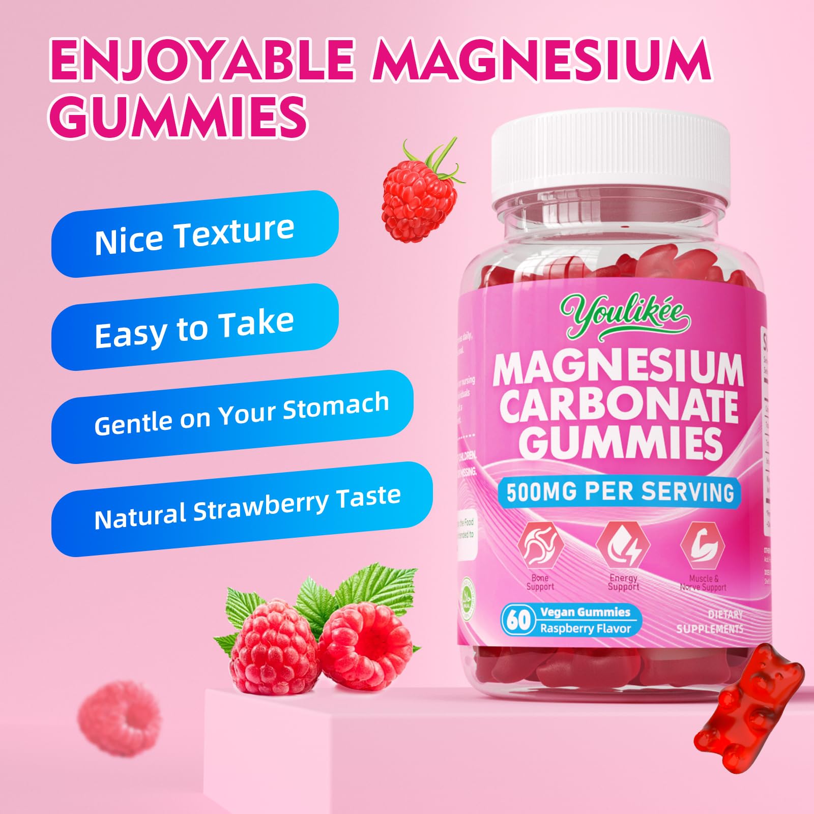 Youlikee Magnesium Gummies in a bowl