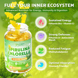 Youlikee Spirulina Chlorella Gummies displayed with fresh fruits