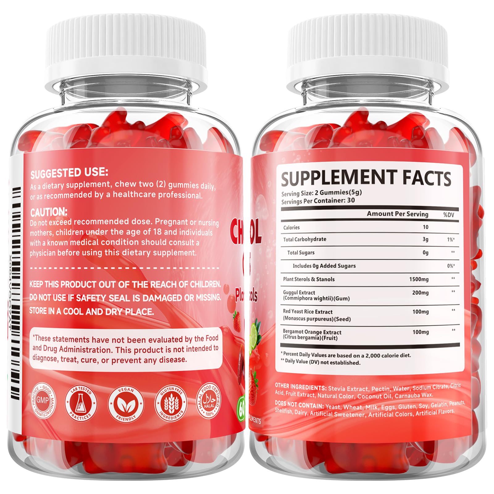 Youlikee Strawberry Gummies back view showing ingredients list