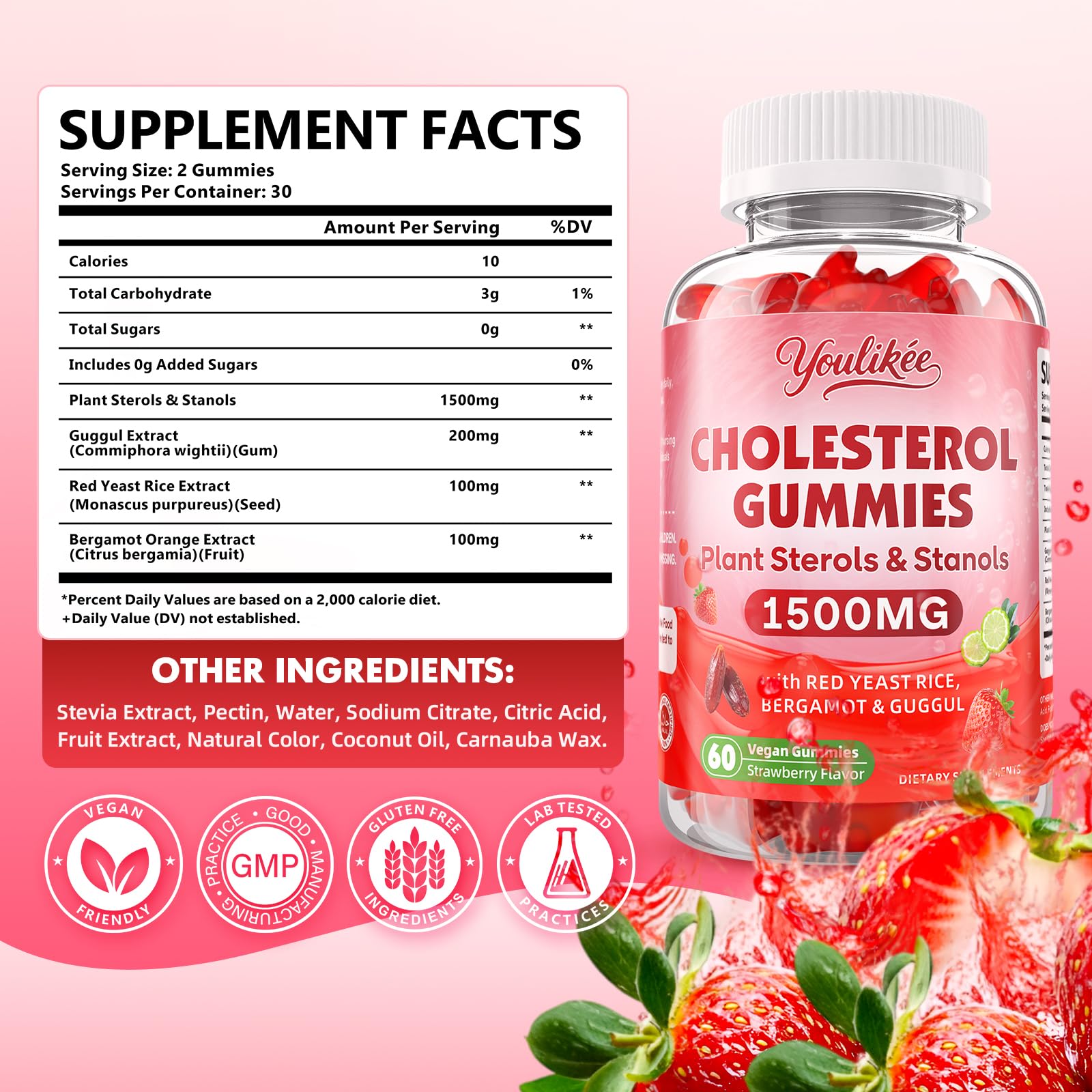 Youlikee Strawberry Gummies side view showing texture