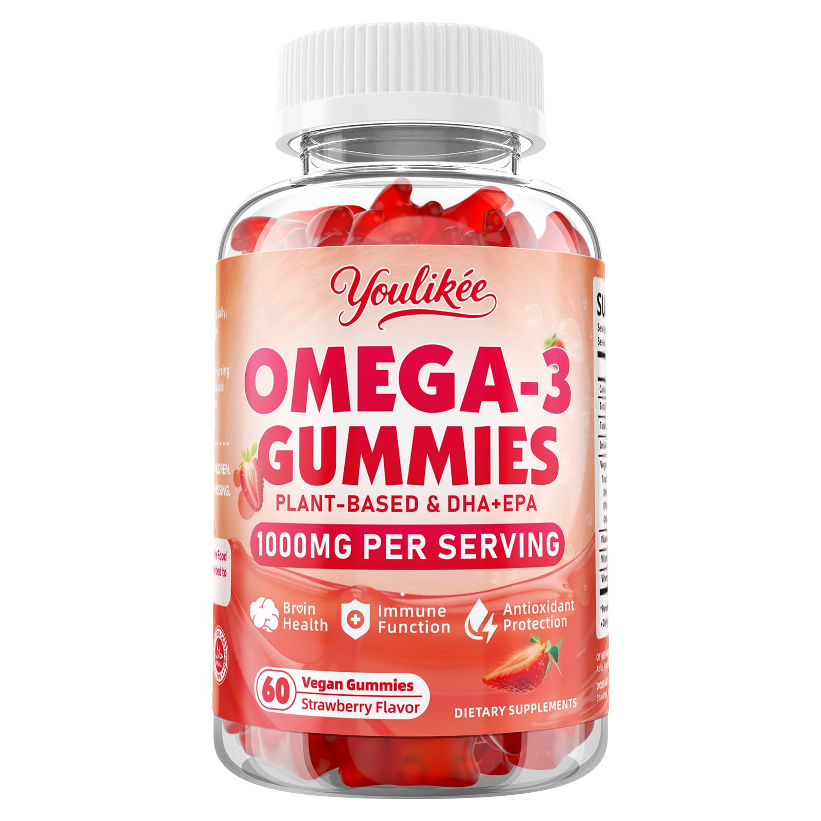 Youlikee Vegan Omega 3 Gummies back view packaging