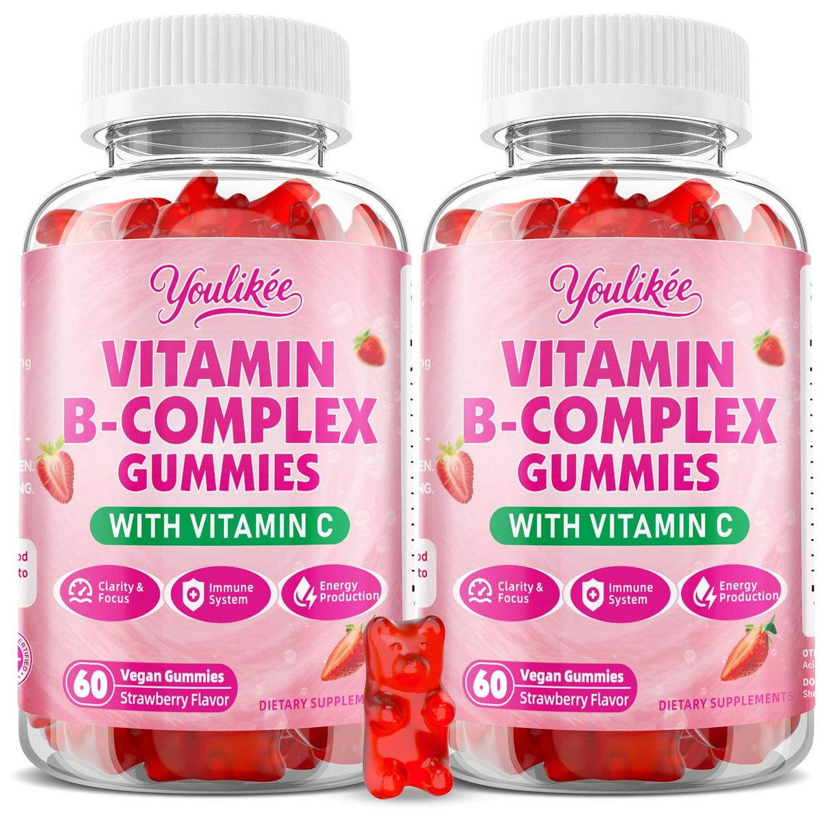 Youlikee Vitamin B-Complex Gummies front view with packaging