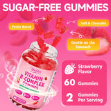 Youlikee Vitamin B-Complex Gummies with fresh strawberries