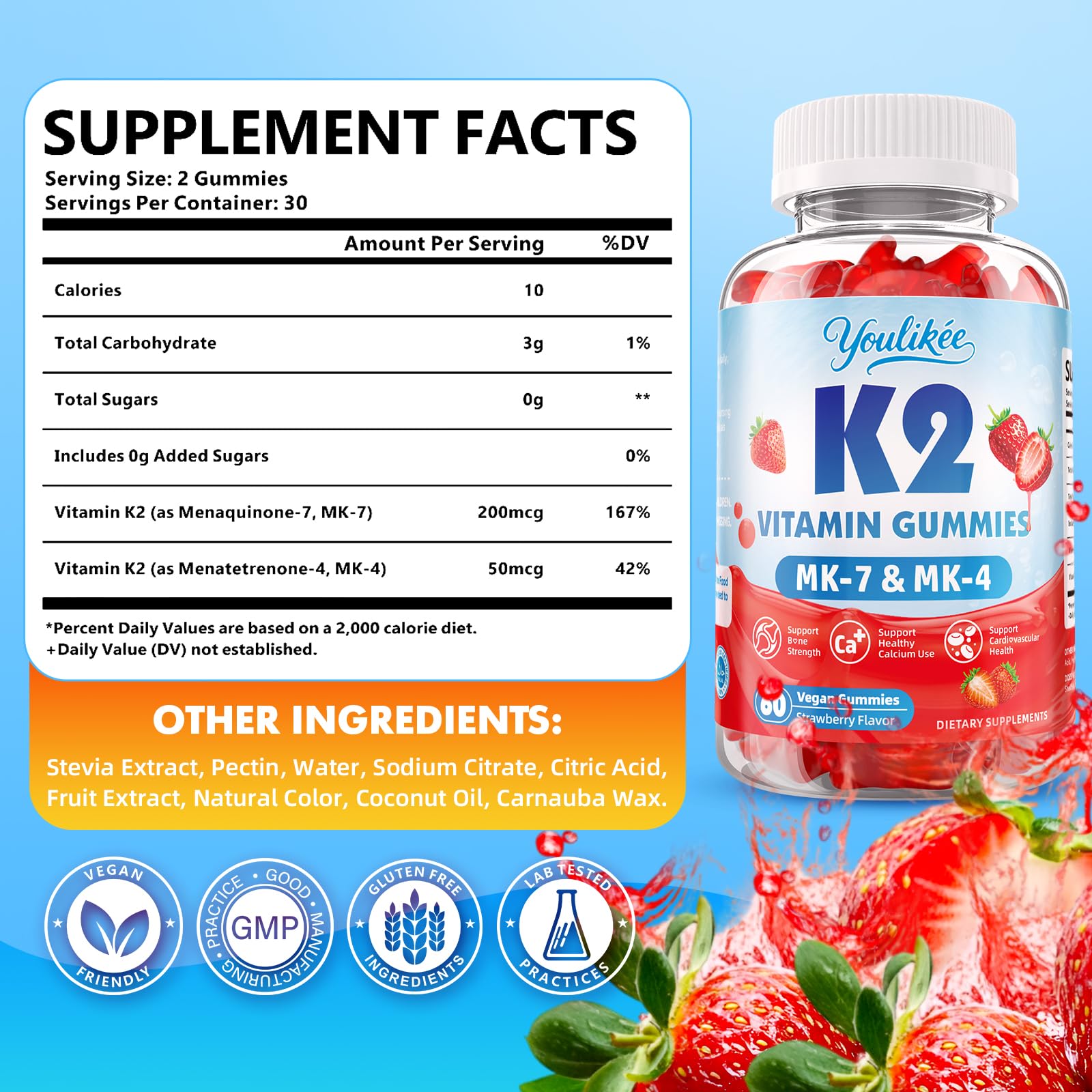 Youlikee Vitamin K2 Gummies bottle side view