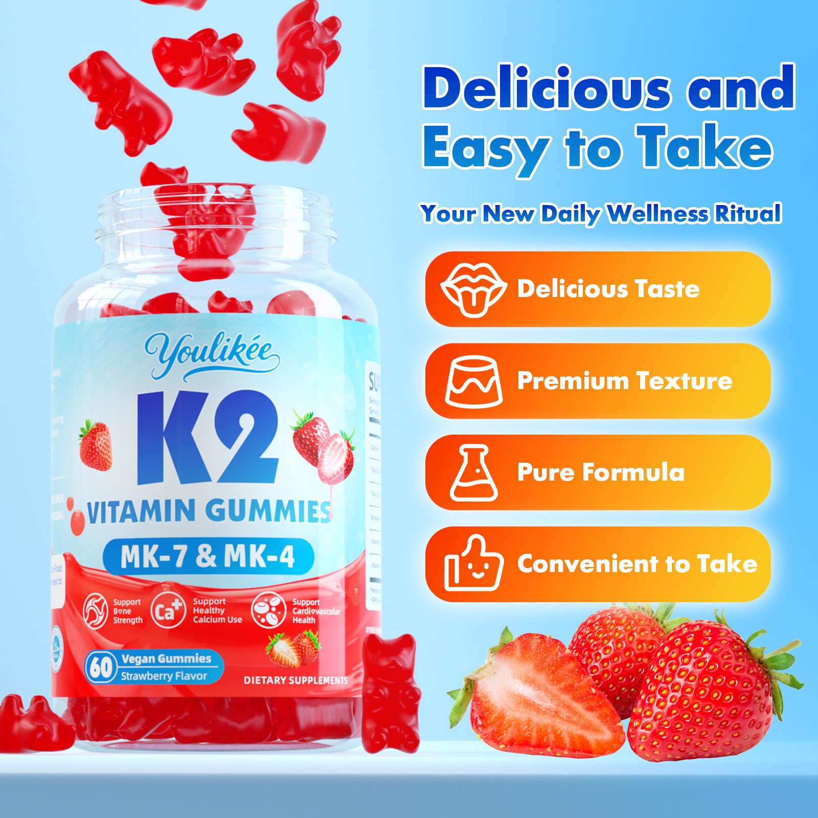 Youlikee Vitamin K2 Gummies packaging dimensions