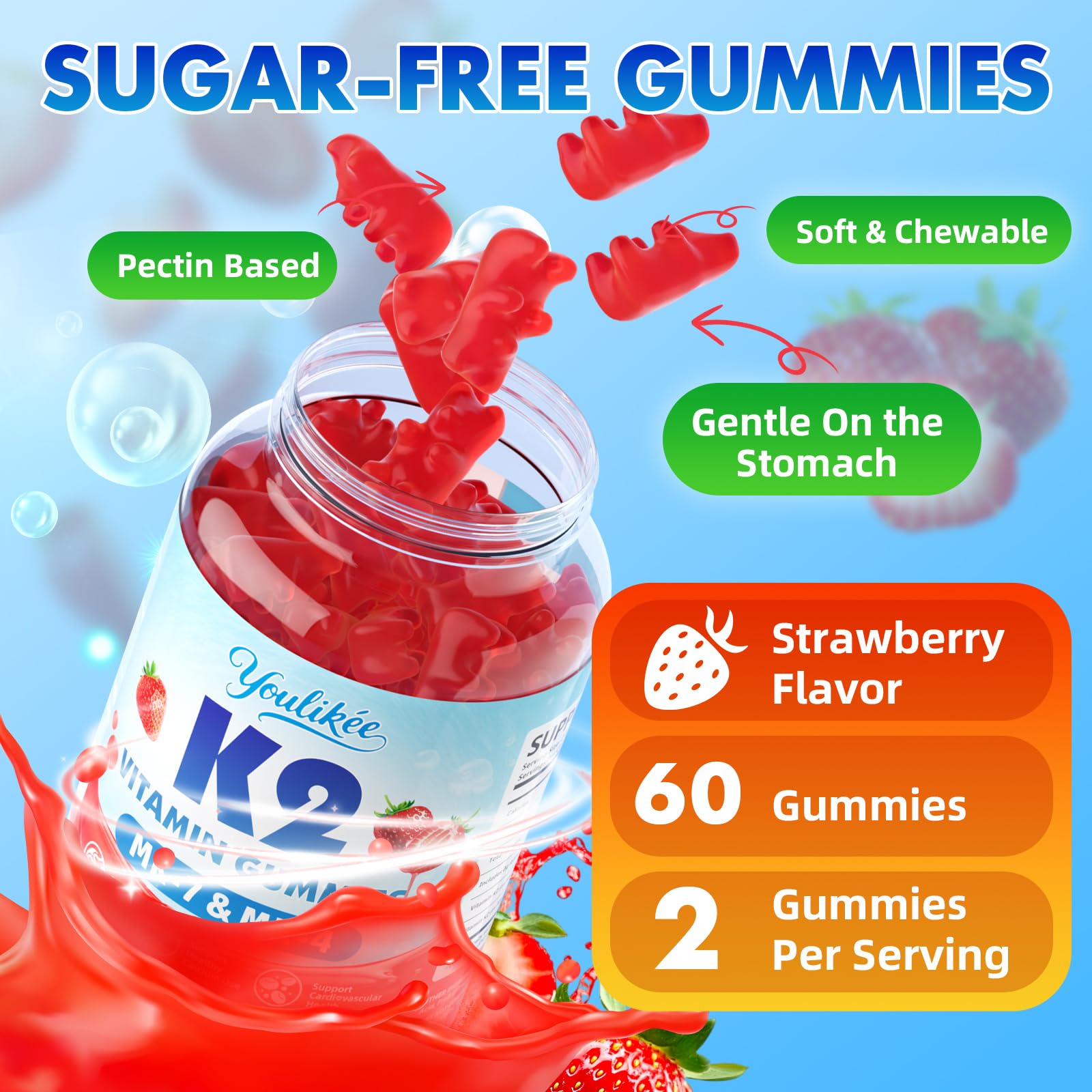 Youlikee Vitamin K2 Gummies sugar-free label