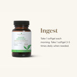 Young Living Inner Defense Oregano Softgels with a measuring spoon