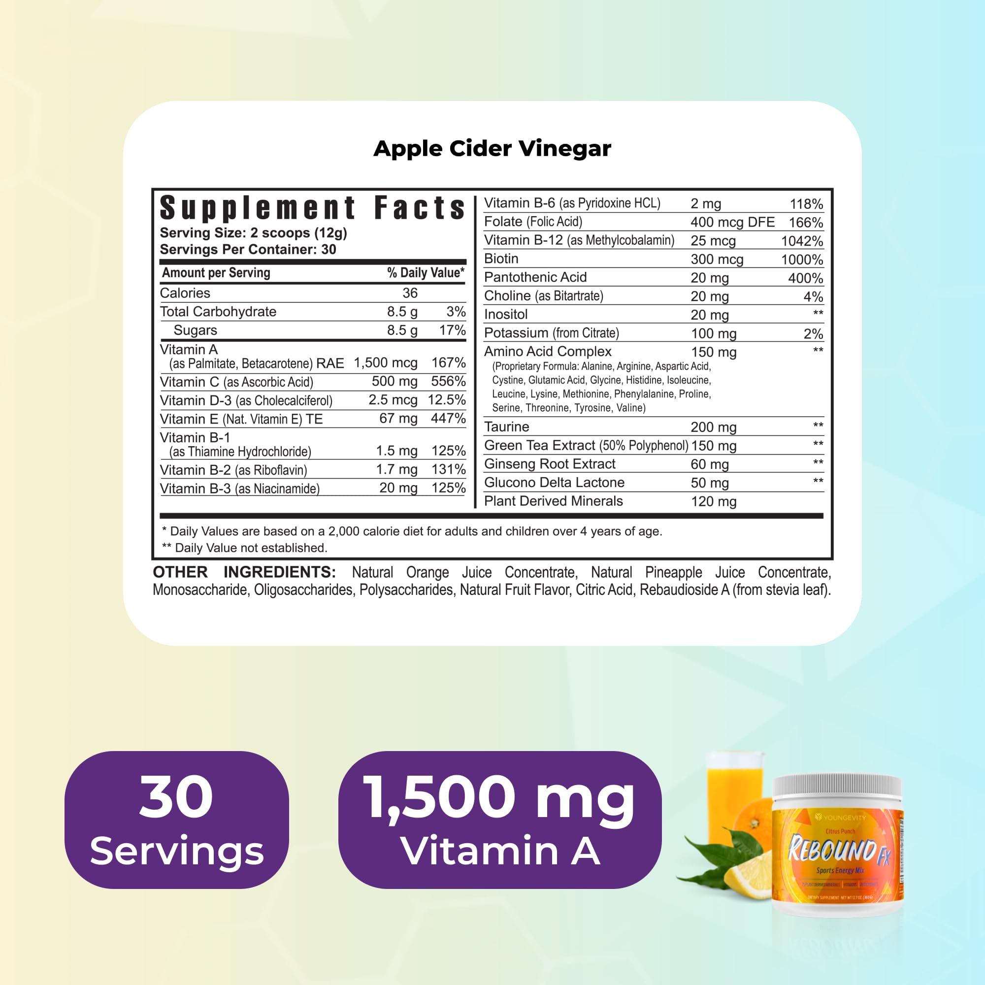 Youngevity Blended Vitamin & Mineral Supplement ingredients list