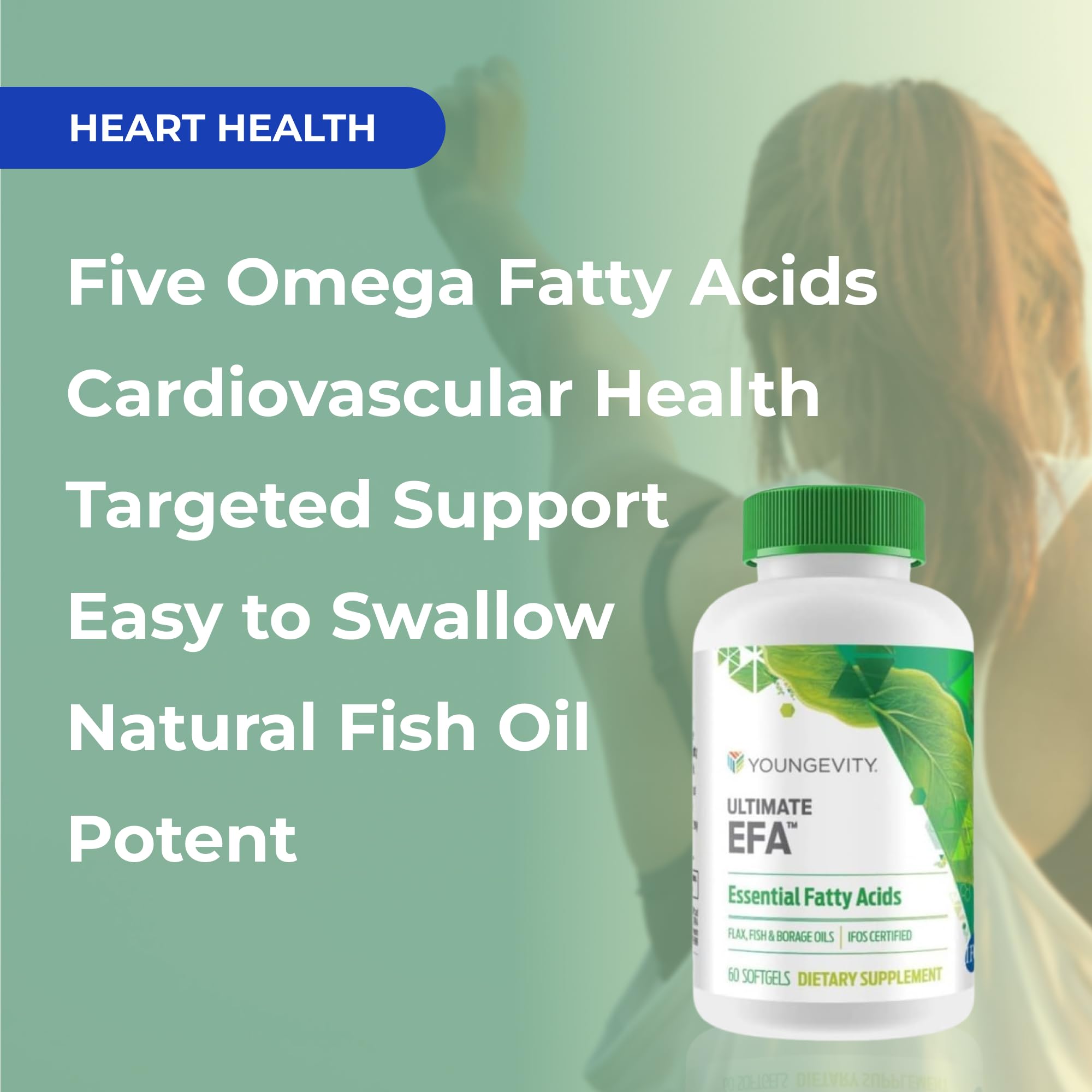 Youngevity Complete Omega Formula 85g capsules on a table