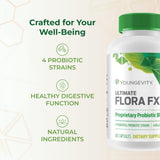 Youngevity Flora FX Probiotic Prebiotic Supplement on a wooden table