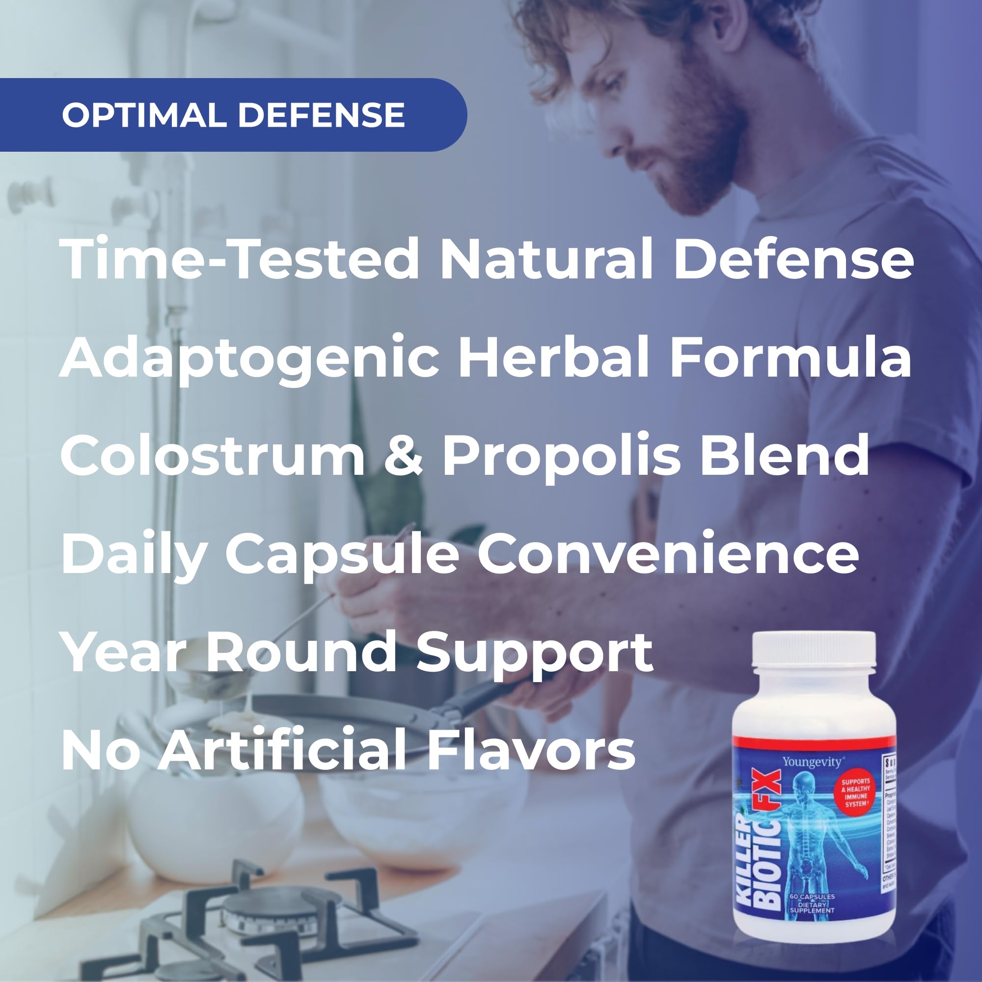 Youngevity Killer Biotic FX opened container with capsules