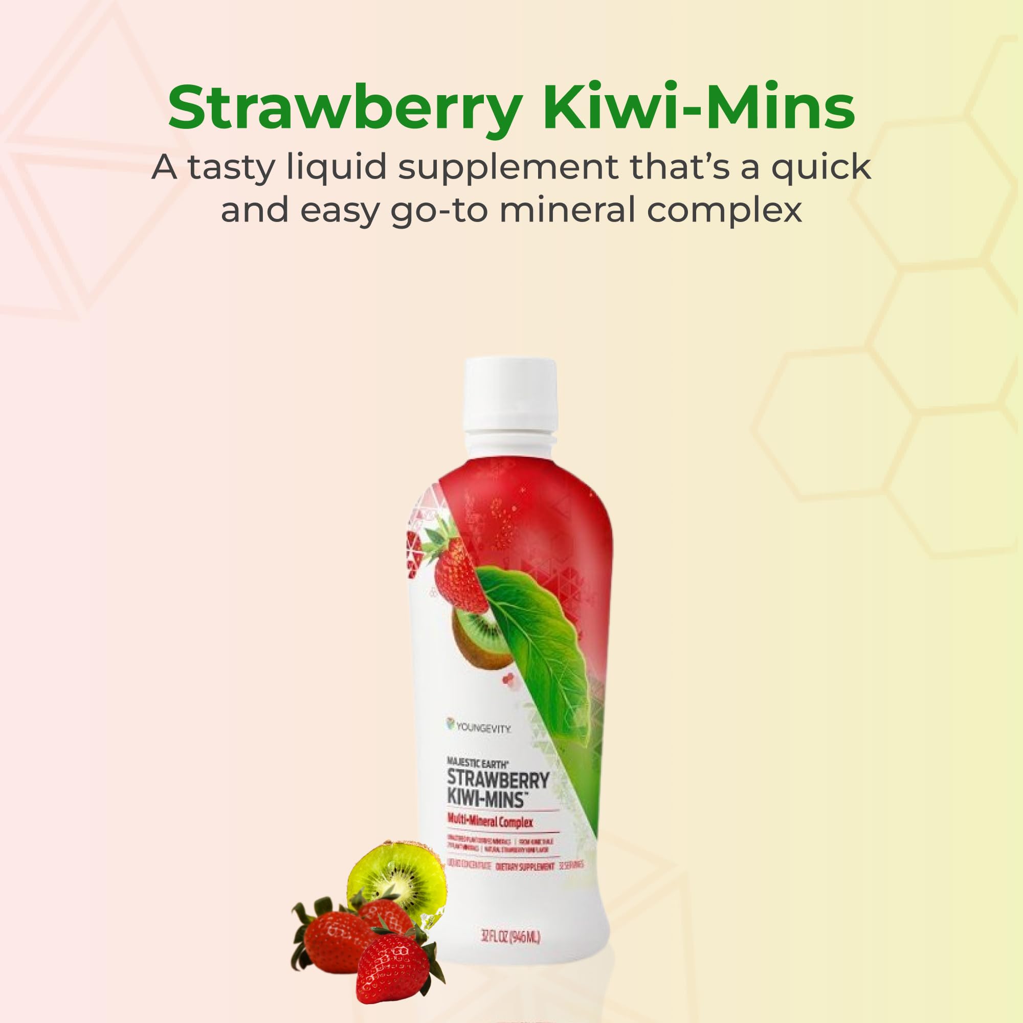 Youngevity Plant Derived Minerals Strawberry Kiwi bottle side view