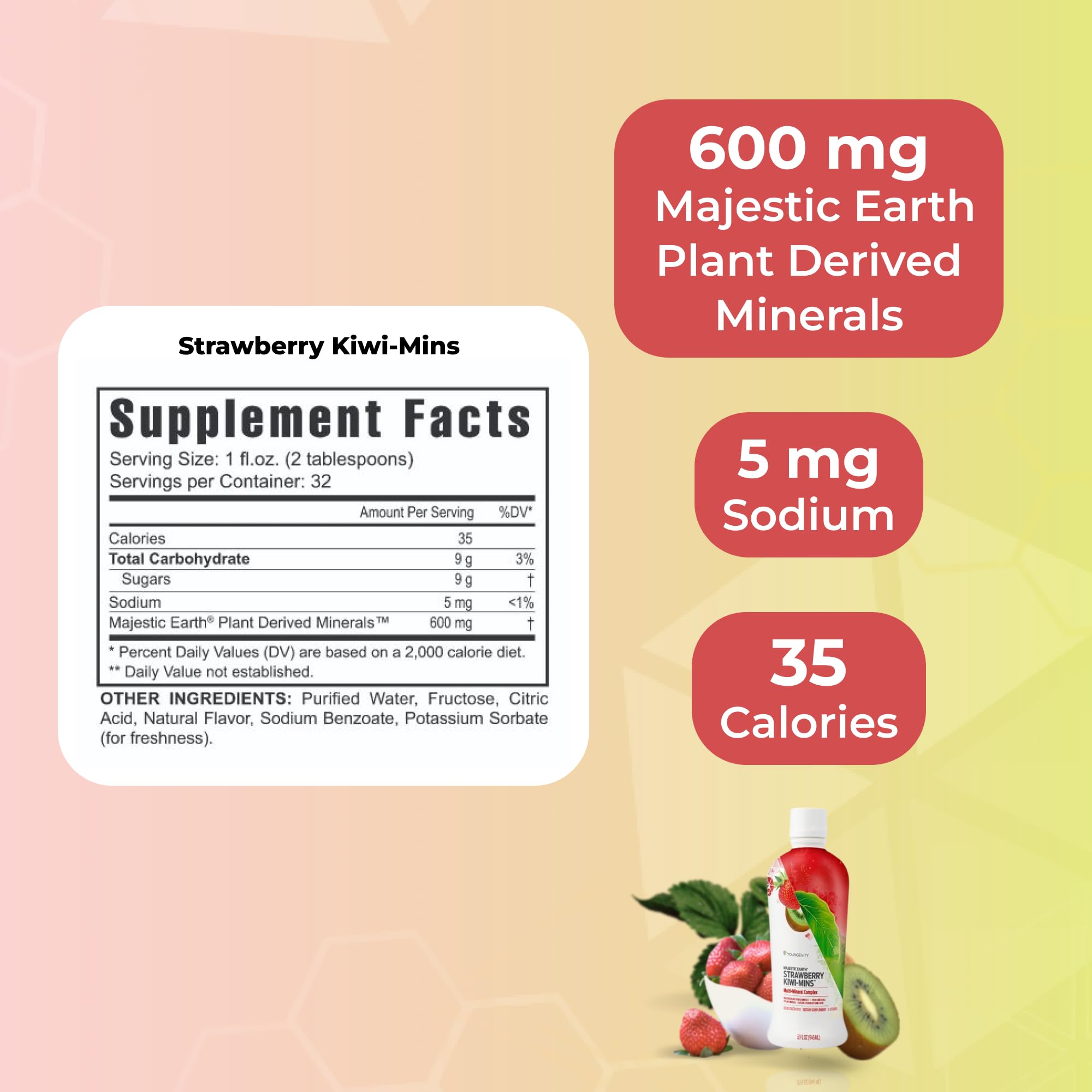 Youngevity Plant Derived Minerals Strawberry Kiwi liquid in a glass