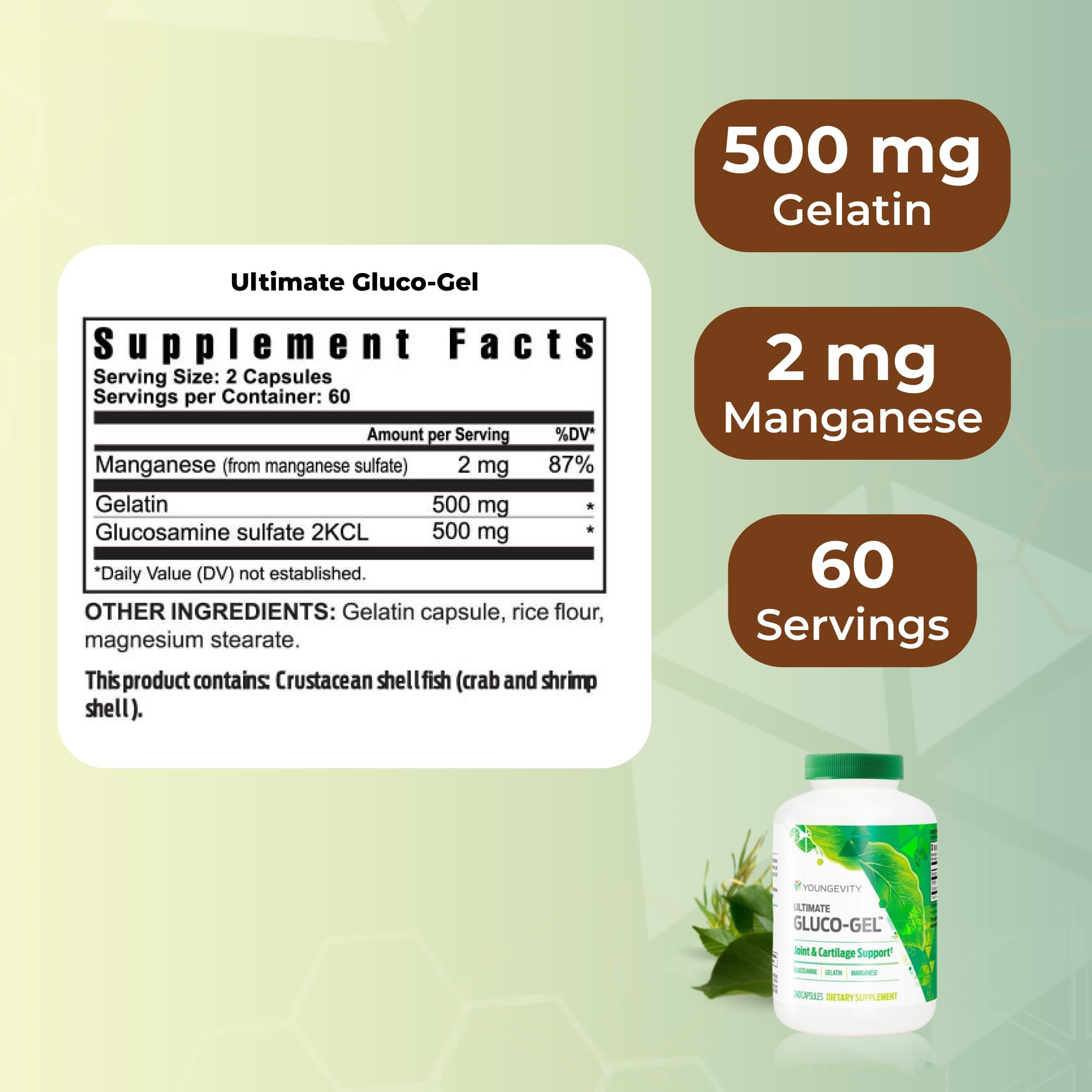 Youngevity Ultimate Gluco Gel supplement bottle side view