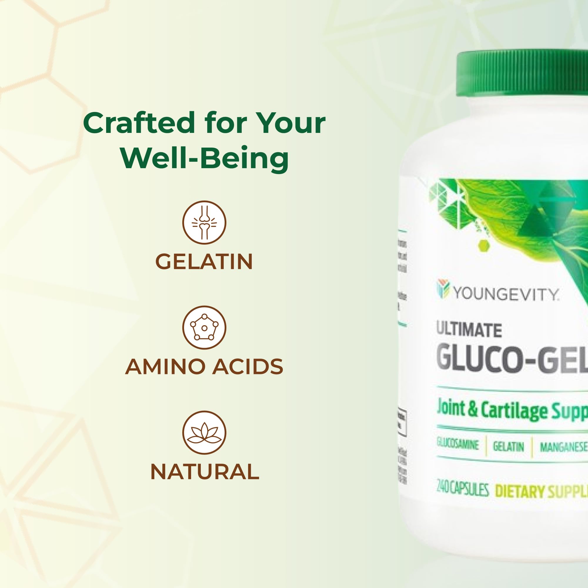Youngevity Ultimate Gluco Gel supplement bottle with measuring spoon
