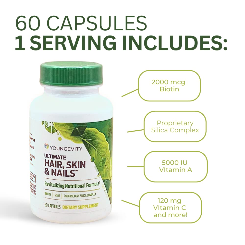 Youngevity Ultimate Hair, Skin, and Nails Supplement capsule close-up