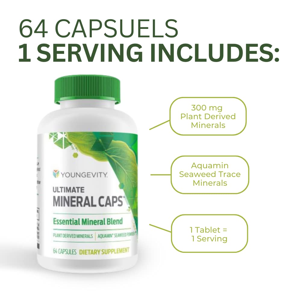 Youngevity Ultimate Mineral Caps open bottle showing capsules