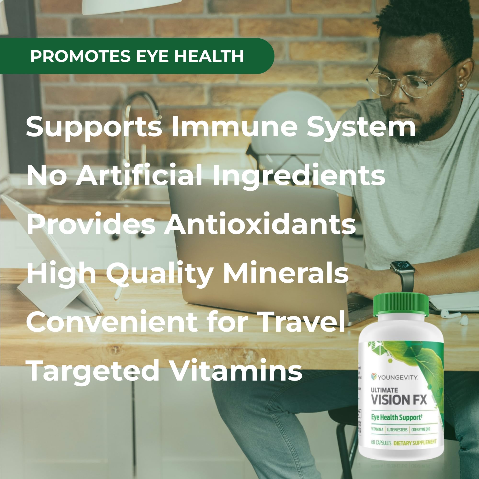 Youngevity Ultimate Vision FX back view with nutrition facts