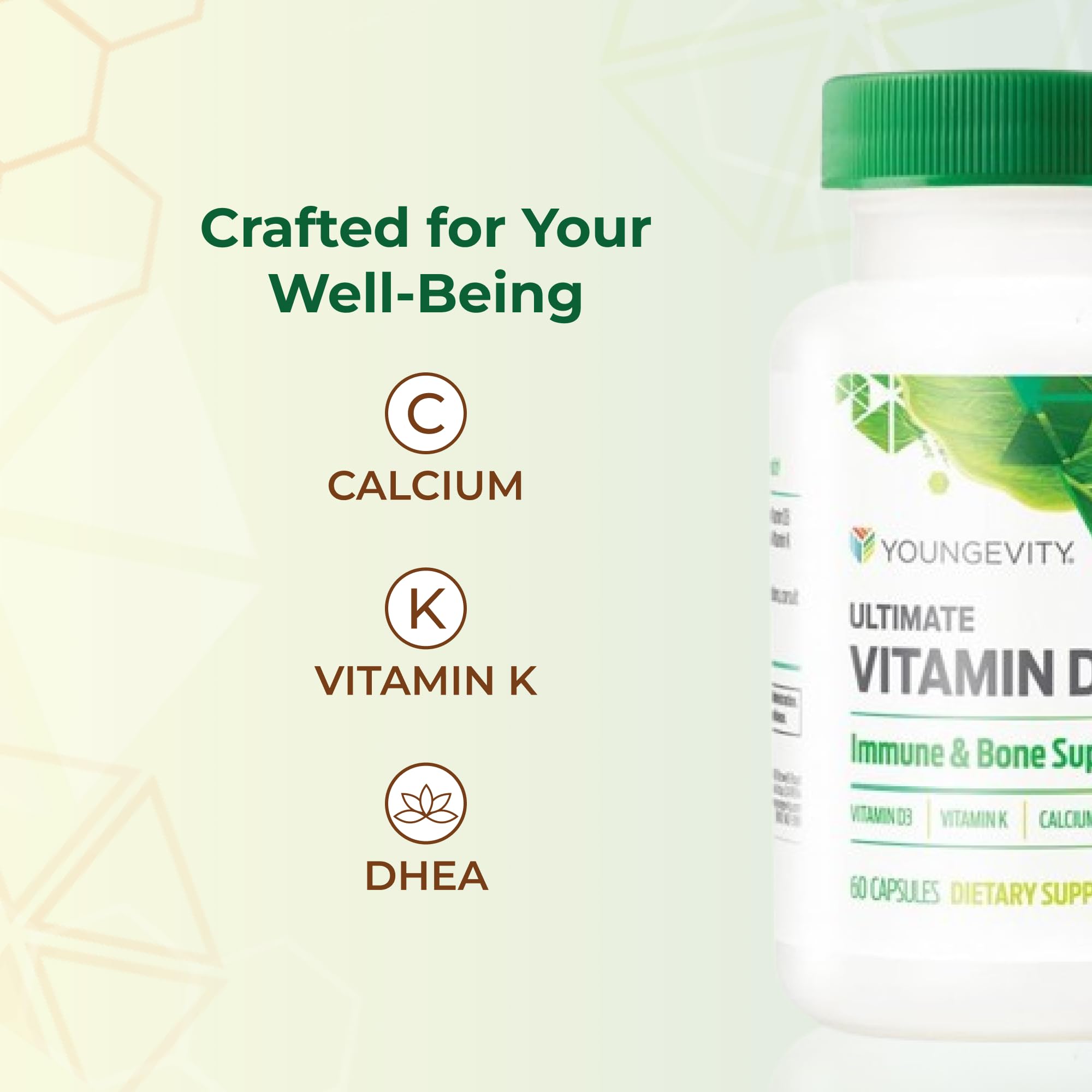 Youngevity Vitamin D3 & K2 Combination 5000 IU label close-up