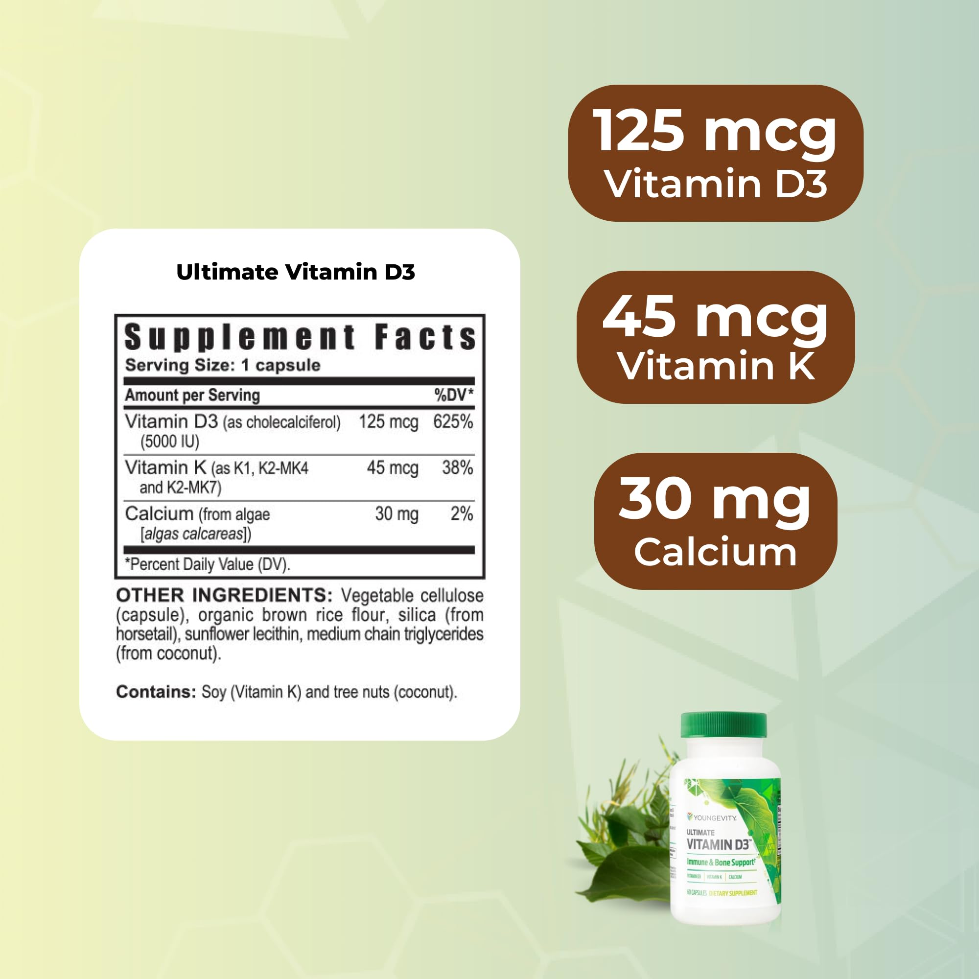 Youngevity Vitamin D3 & K2 Combination 5000 IU packaging