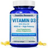 YounGlo Research Vitamin D3 4000 IU softgels front view
