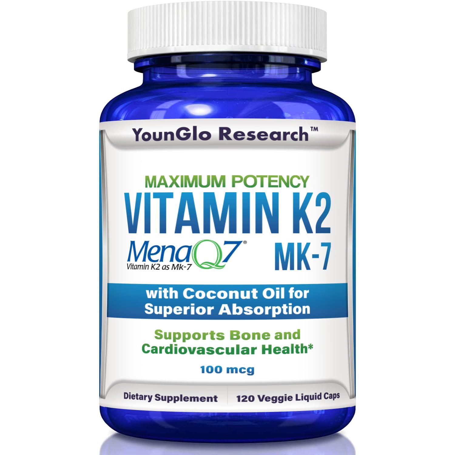 YounGlo Research Vitamin K2 MK-7 capsules bottle front view