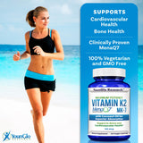 YounGlo Research Vitamin K2 MK-7 capsules open bottle with capsules