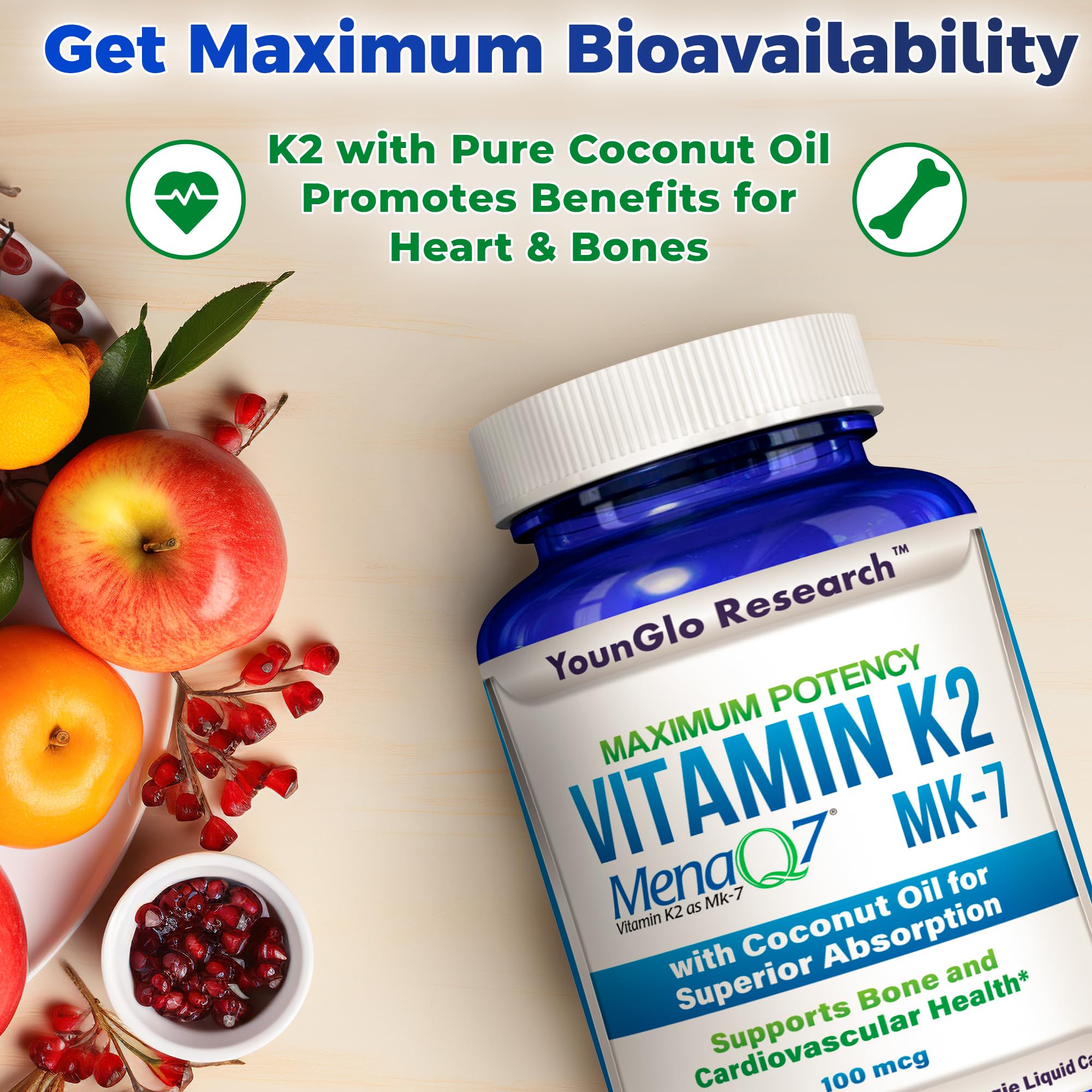 YounGlo Research Vitamin K2 MK-7 capsules packaging dimensions
