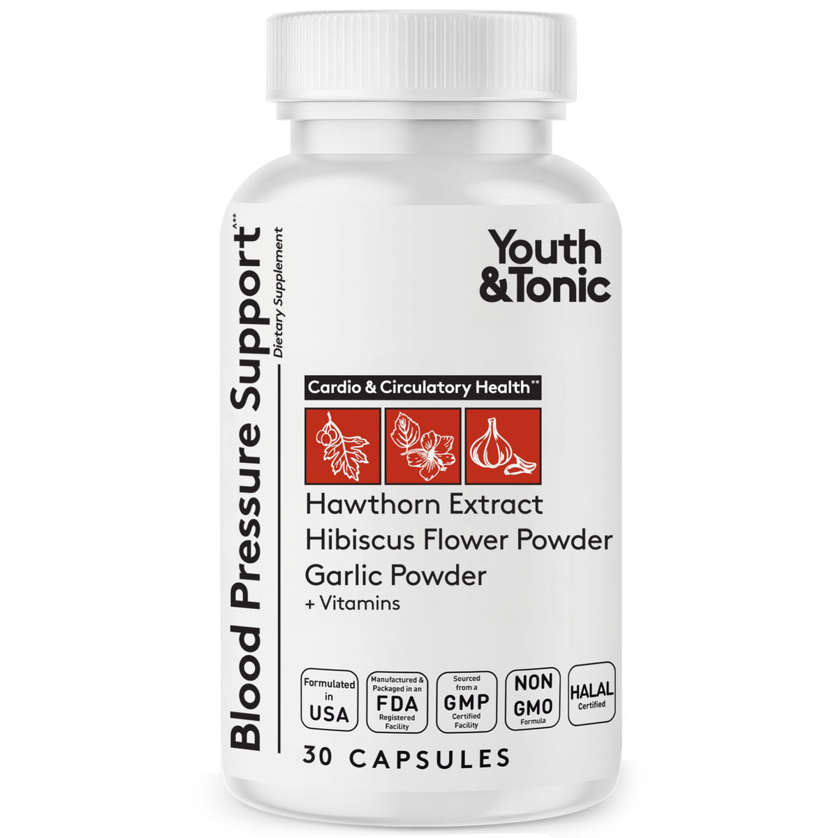 Youth & Tonic Hawthorn Supplement 60 capsules front view