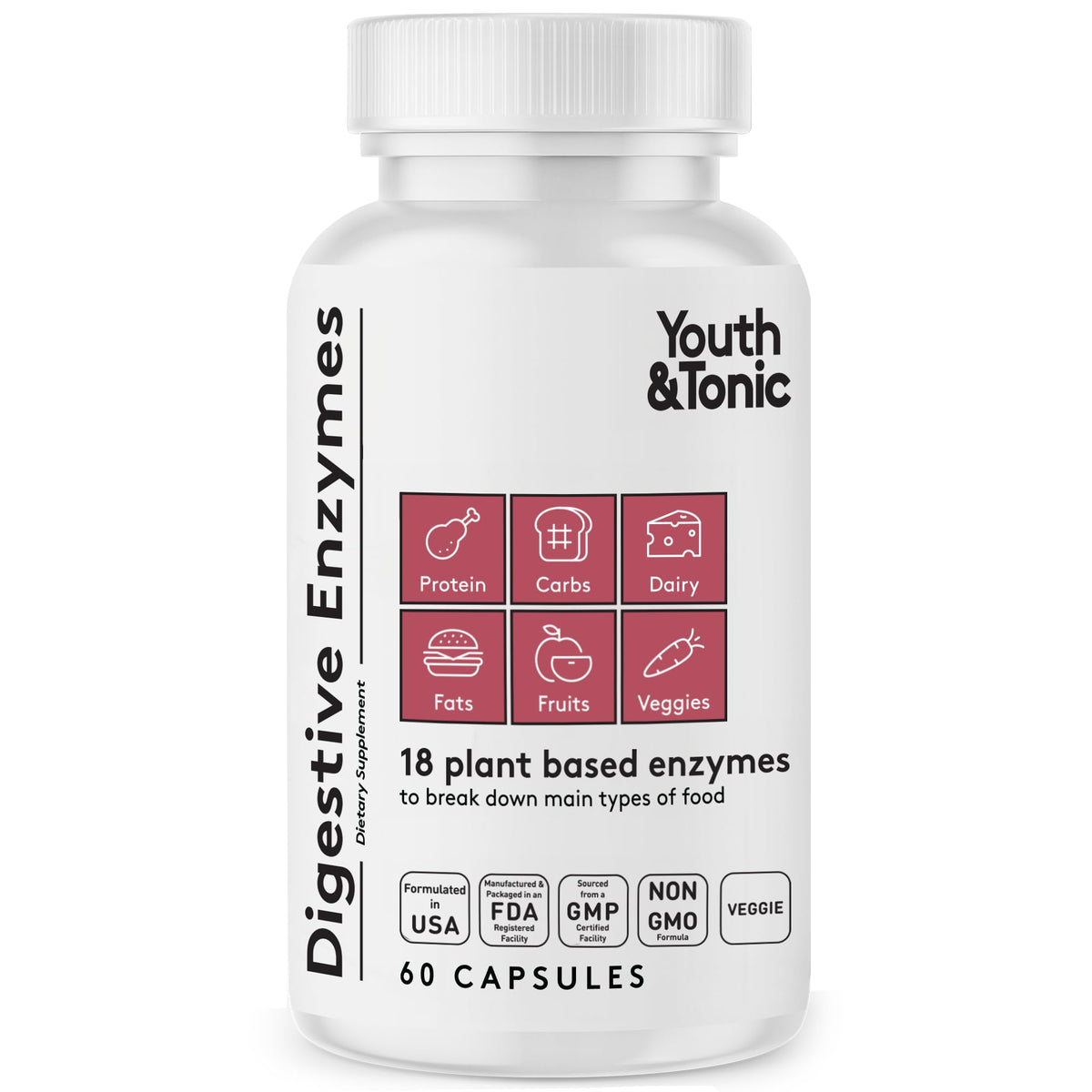 Youth & Tonic Multi-Enzymes 60 capsules front view