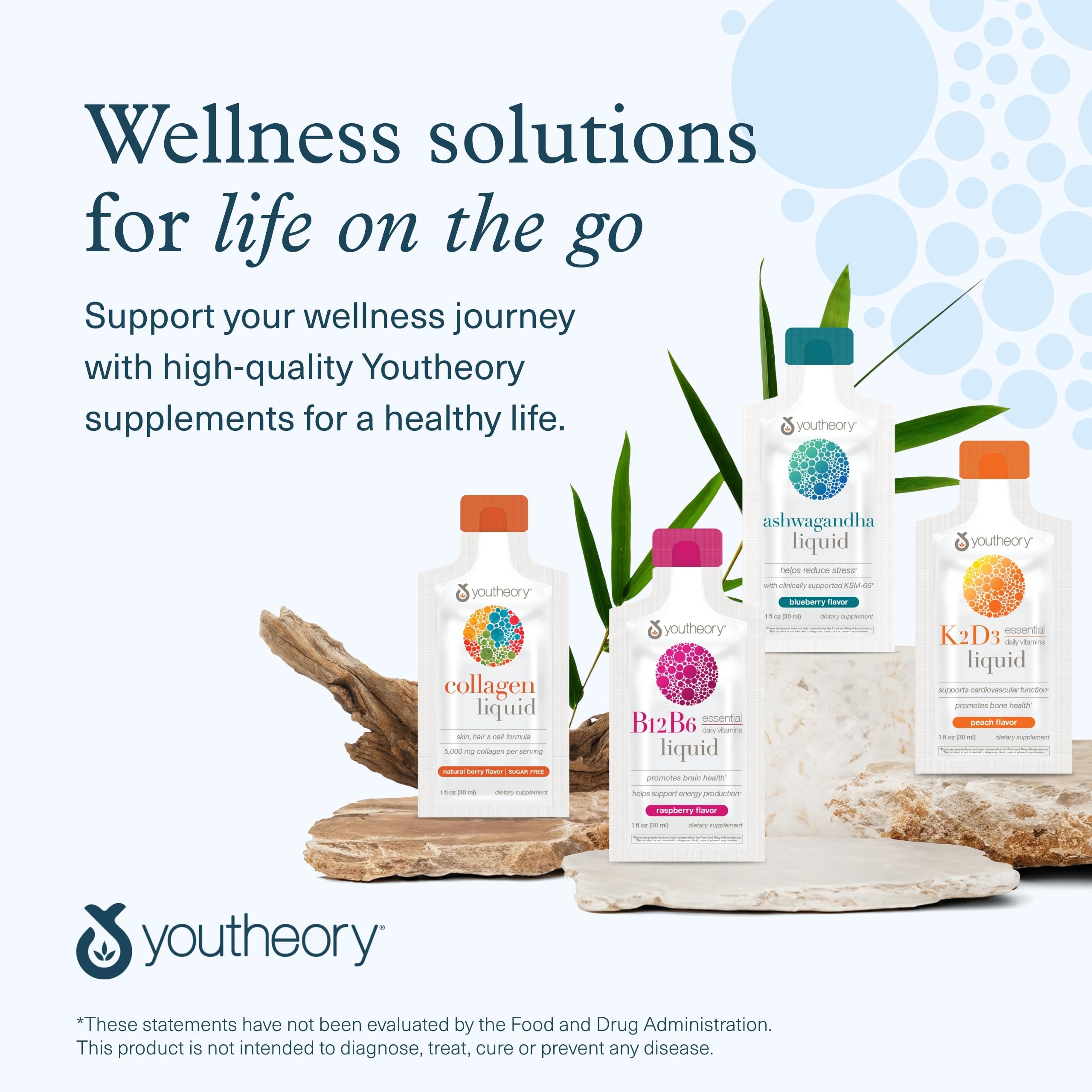 Youtheory Ashwagandha Liquid displayed on a wooden table