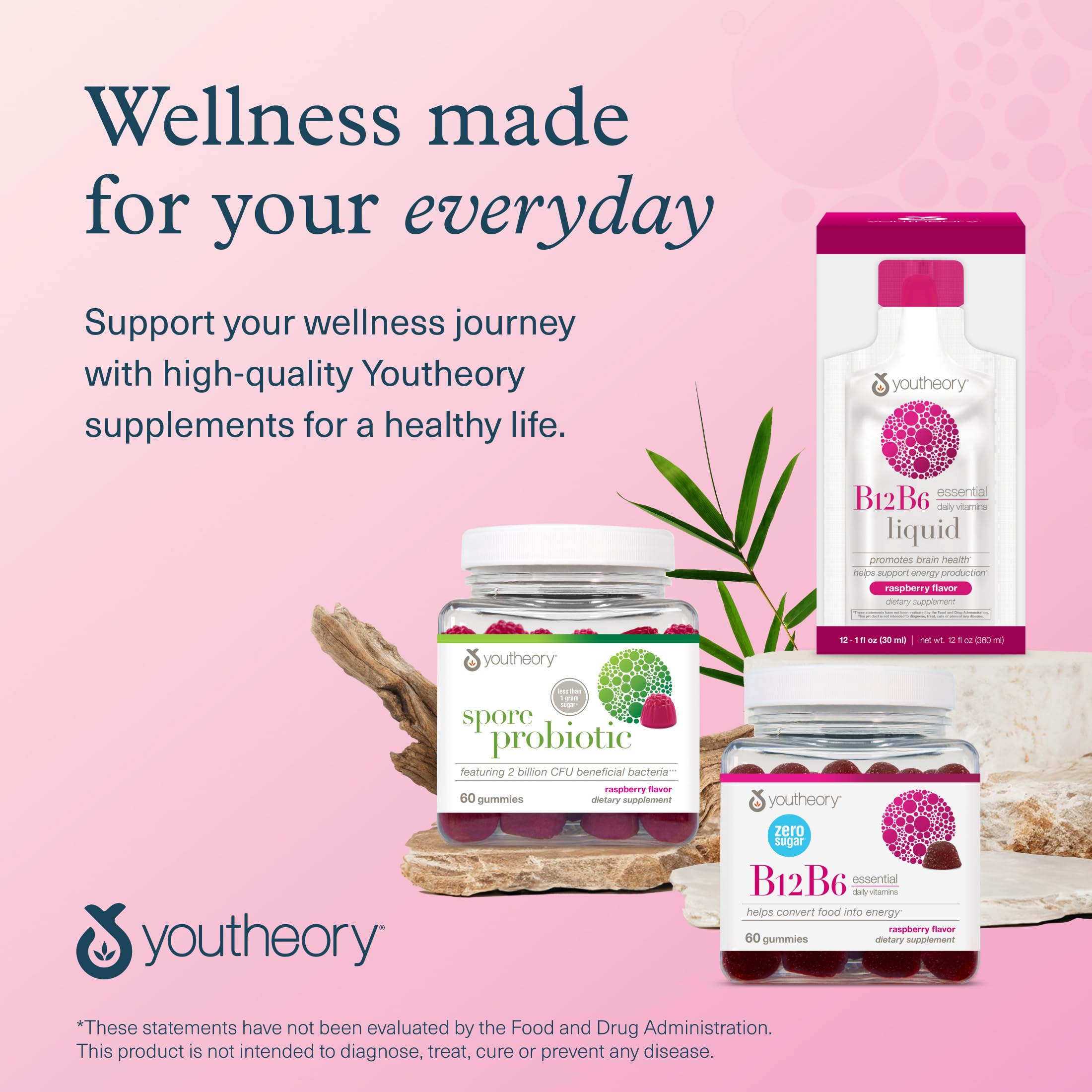 Youtheory B12 B6 Daily Vitamins with measuring spoon