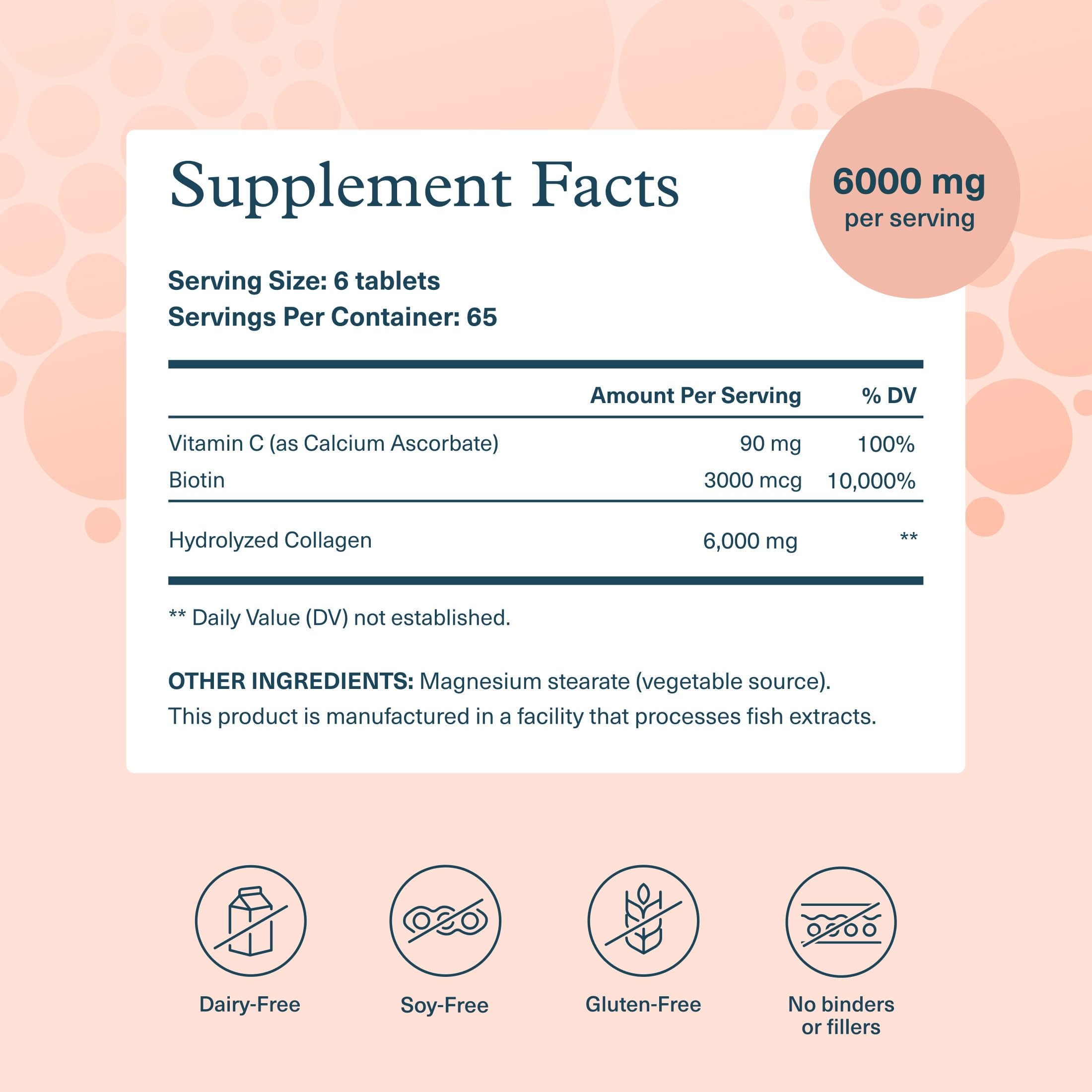 Youtheory Collagen Peptides Supplement 6000mg back view